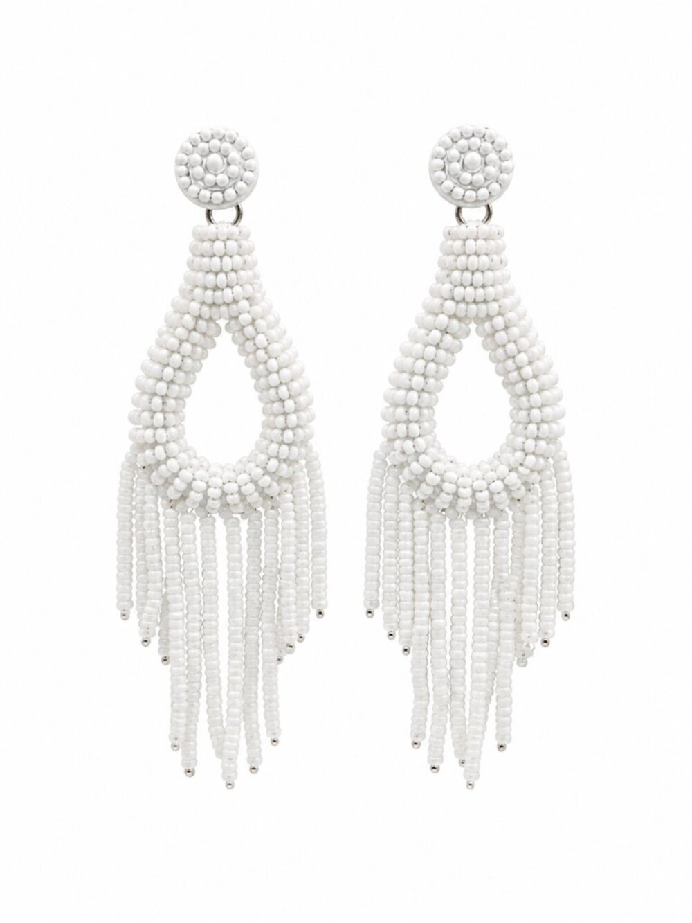 Beaded Teardrop Fringe Earrings